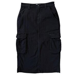 Aritzia TNA Cargo Skirt Black Denim Midi Skirt with Pockets Size Small (4)